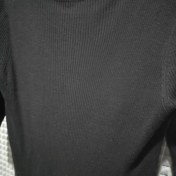 SOFT Black Silk Ribbed Sweater Top Lg 3/4 Sleeve Lightweight Stretch Capsule 90s - Picture 4 of 9